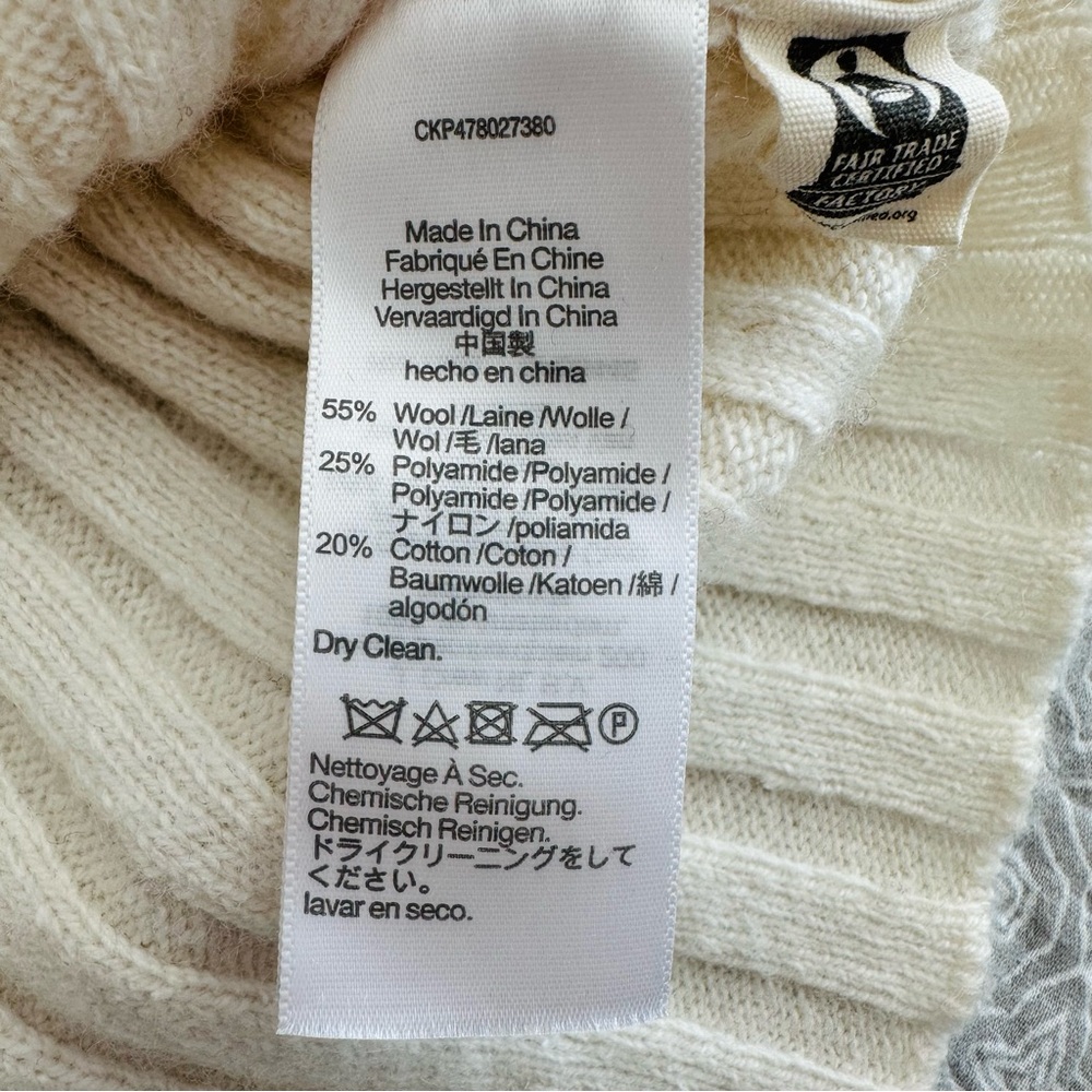 Madewell Cream Ribbed Mock Neck Crop Pullover Sweater Wool Blend Size XS - Picture 8 of 8